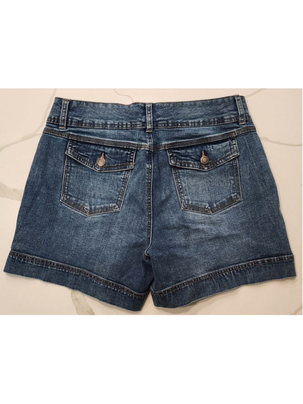 ONE 5 ONE Womens Denim Shorts Size 10 30 Stretch Blue Jean Front Pocket Cuffed - Picture 2 of 7